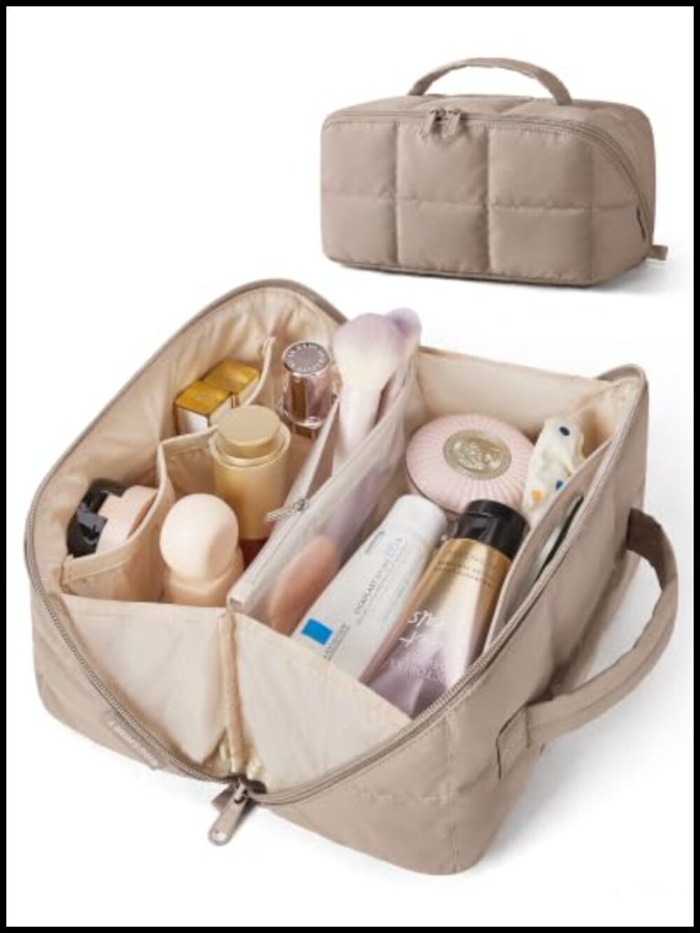 Water Resistant Flat Open Travel Makeup Bag Cosmetic Organizer